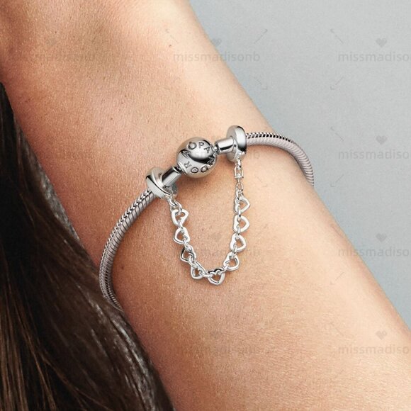 Pandora Linked Hearts Safety Chain - Picture 3 of 4